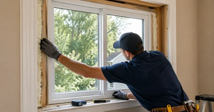 close-up of Low-E glass coating on an insulated window Cherry, Aurora